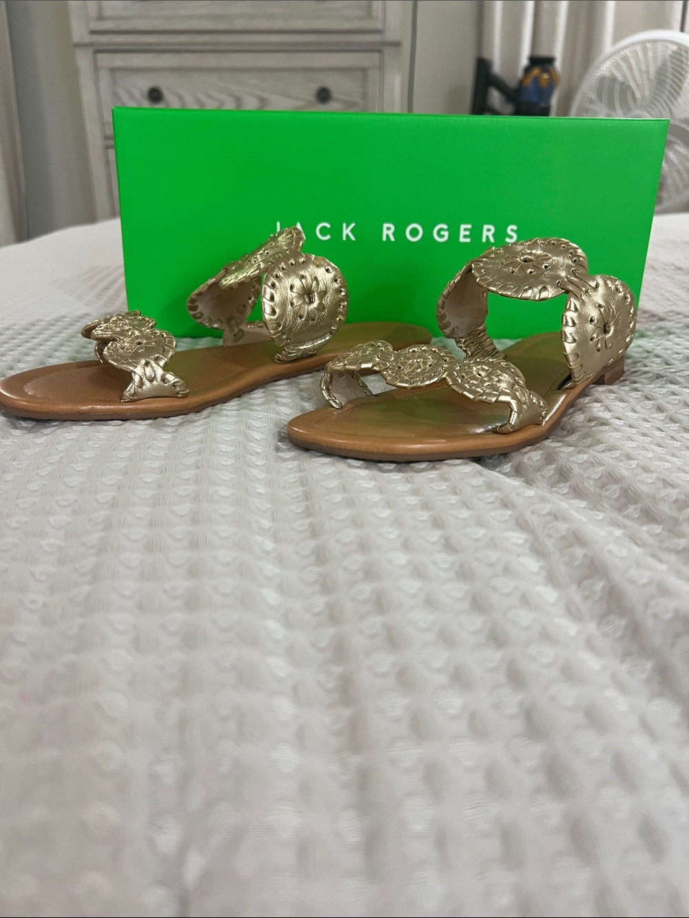 Jack Rogers Metallic Gold Braided Sandals